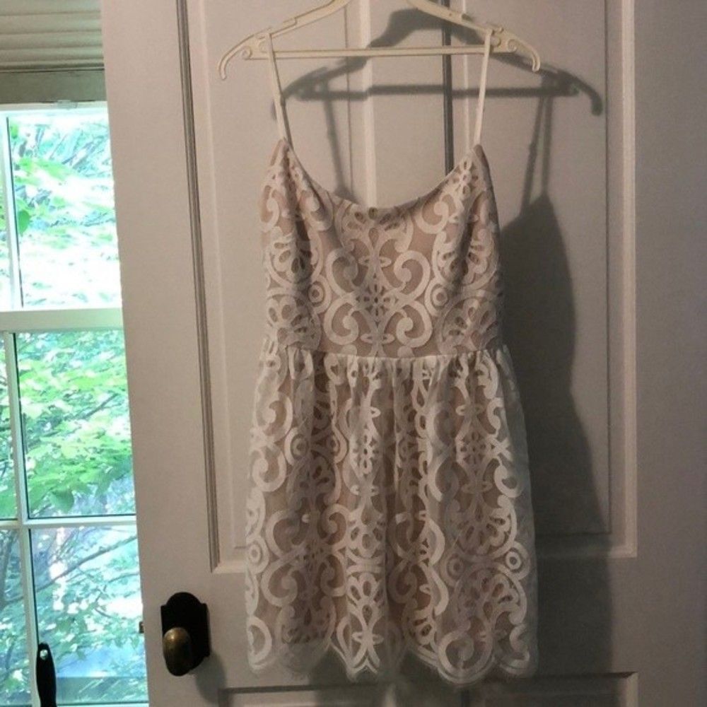 Tobi White Cutout Lined Lace Sleeveless Mini Dress Women Small